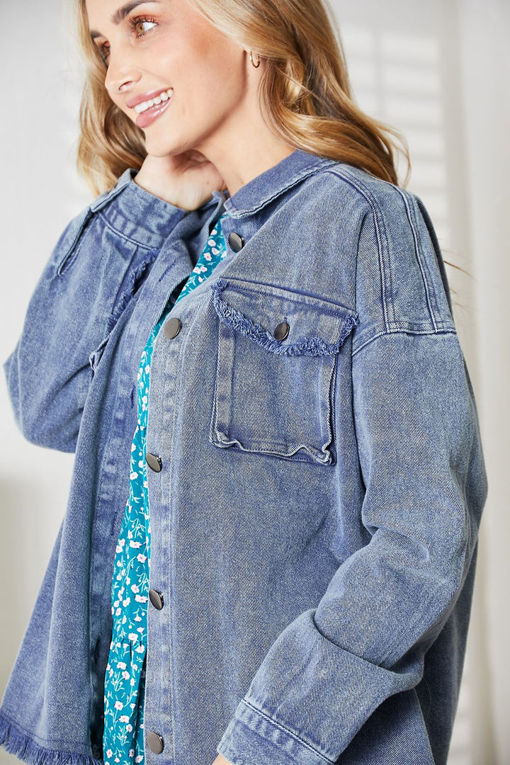 HEYSON Mineral-Washed Button-Down Denim Jacket-Trendsi-[option4]-[option5]-[option6]-[option7]-[option8]-Shop-Boutique-Clothing-for-Women-Online