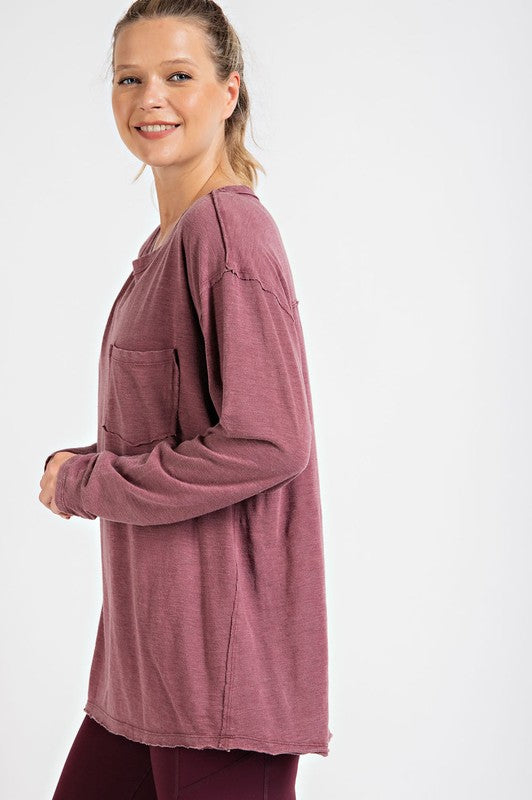 Rae Mode Mineral Washed Long Sleeved Top – The Bee Chic Boutique