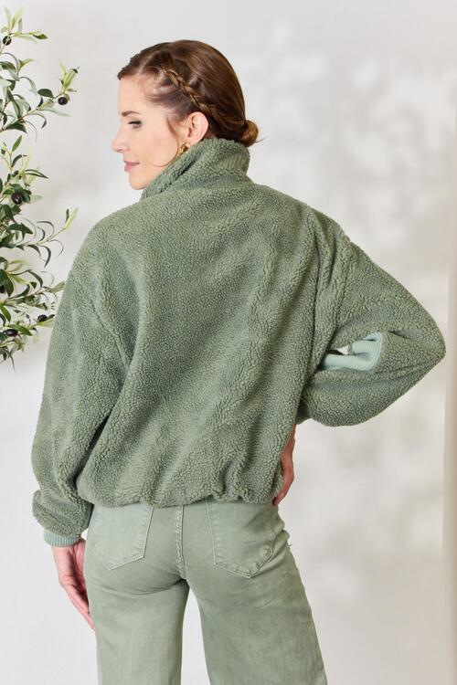 Heimish Zip Up Fleece Collared Neck Jacket-Trendsi-[option4]-[option5]-[option6]-[option7]-[option8]-Shop-Boutique-Clothing-for-Women-Online