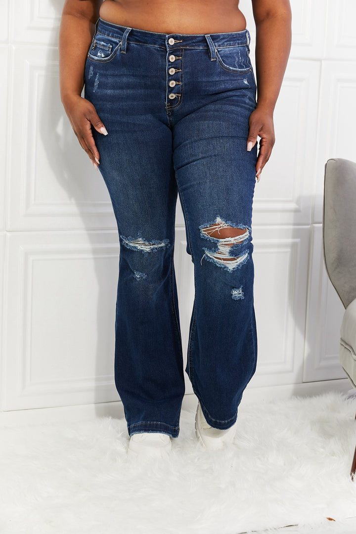 Kancan Reese Midrise Button Fly Flare Jeans-Trendsi-[option4]-[option5]-[option6]-[option7]-[option8]-Shop-Boutique-Clothing-for-Women-Online