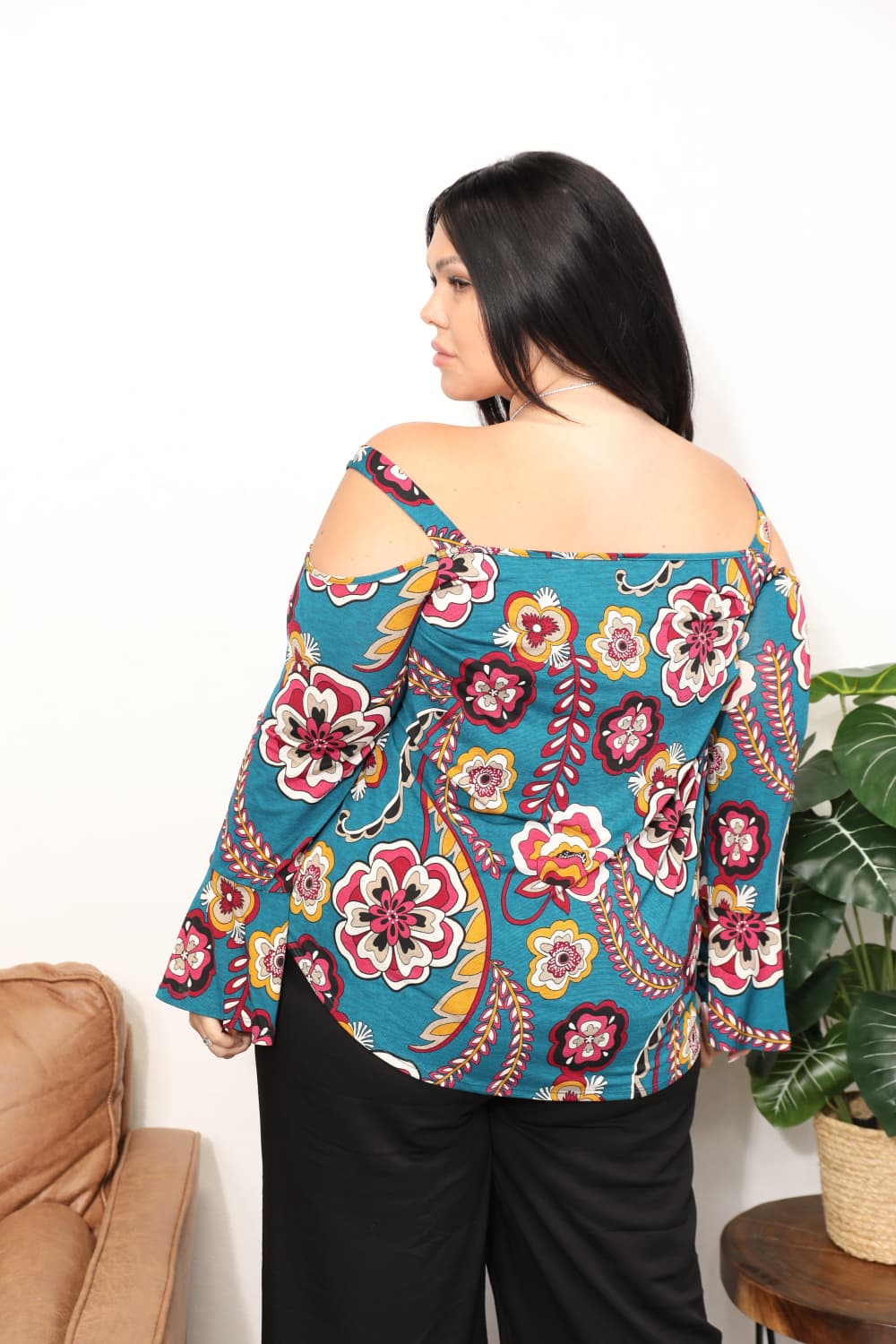 Sew In Love Floral Cold Shoulder Blouse-Trendsi-[option4]-[option5]-[option6]-[option7]-[option8]-Shop-Boutique-Clothing-for-Women-Online