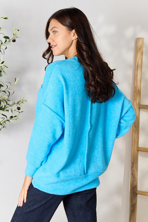 Zenana Outfitters V neck pocket tunic sweatshirt