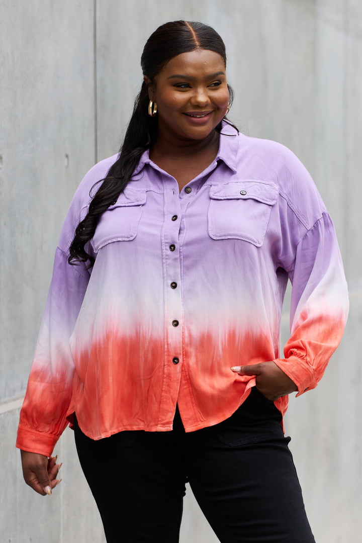 White Birch Relaxed Fit Tie-Dye Button Down Top-Trendsi-Lavender-S-[option4]-[option5]-[option6]-[option7]-[option8]-Shop-Boutique-Clothing-for-Women-Online
