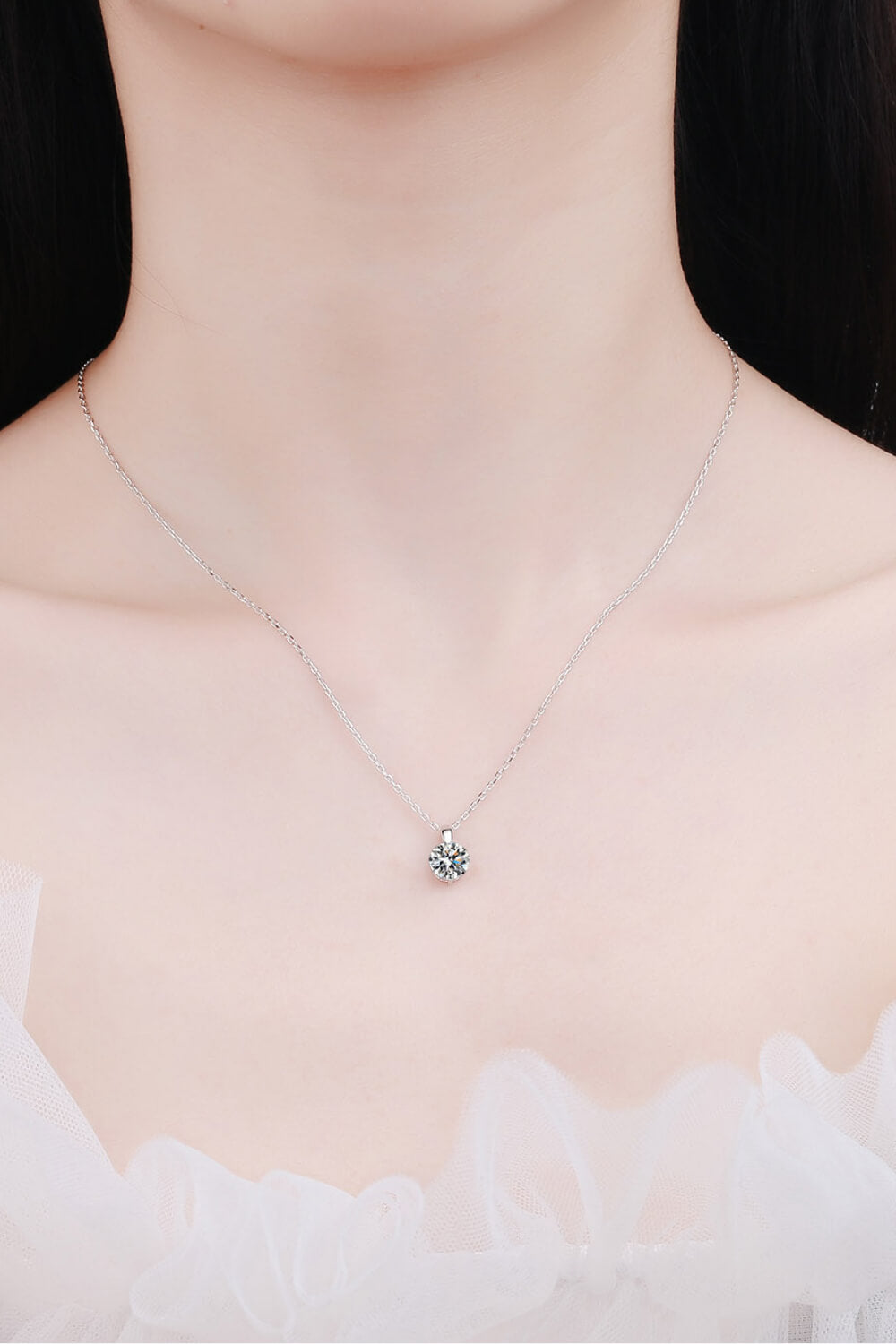 Minimalist 925 Sterling Silver Moissanite Pendant Necklace-Trendsi-Silver-One Size-[option4]-[option5]-[option6]-[option7]-[option8]-Shop-Boutique-Clothing-for-Women-Online