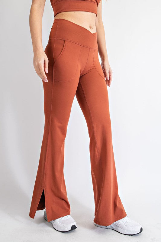 Rae Mode Plus Size V Waist Flared Yoga Pants-Rae Mode-[option4]-[option5]-[option6]-[option7]-[option8]-Shop-Boutique-Clothing-for-Women-Online