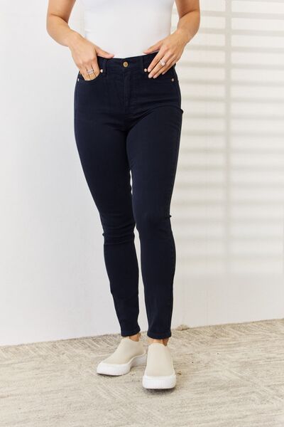 Judy Blue Garment Dyed Navy Blue Tummy Control Skinny Jeans-Trendsi-NAVY-0-[option4]-[option5]-[option6]-[option7]-[option8]-Shop-Boutique-Clothing-for-Women-Online