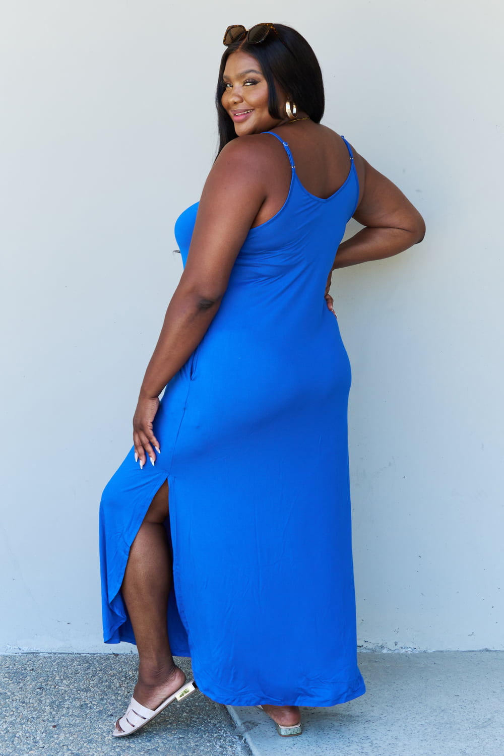 Ninexis Good Energy Cami Side Slit Maxi Dress in Royal Blue-Trendsi-[option4]-[option5]-[option6]-[option7]-[option8]-Shop-Boutique-Clothing-for-Women-Online