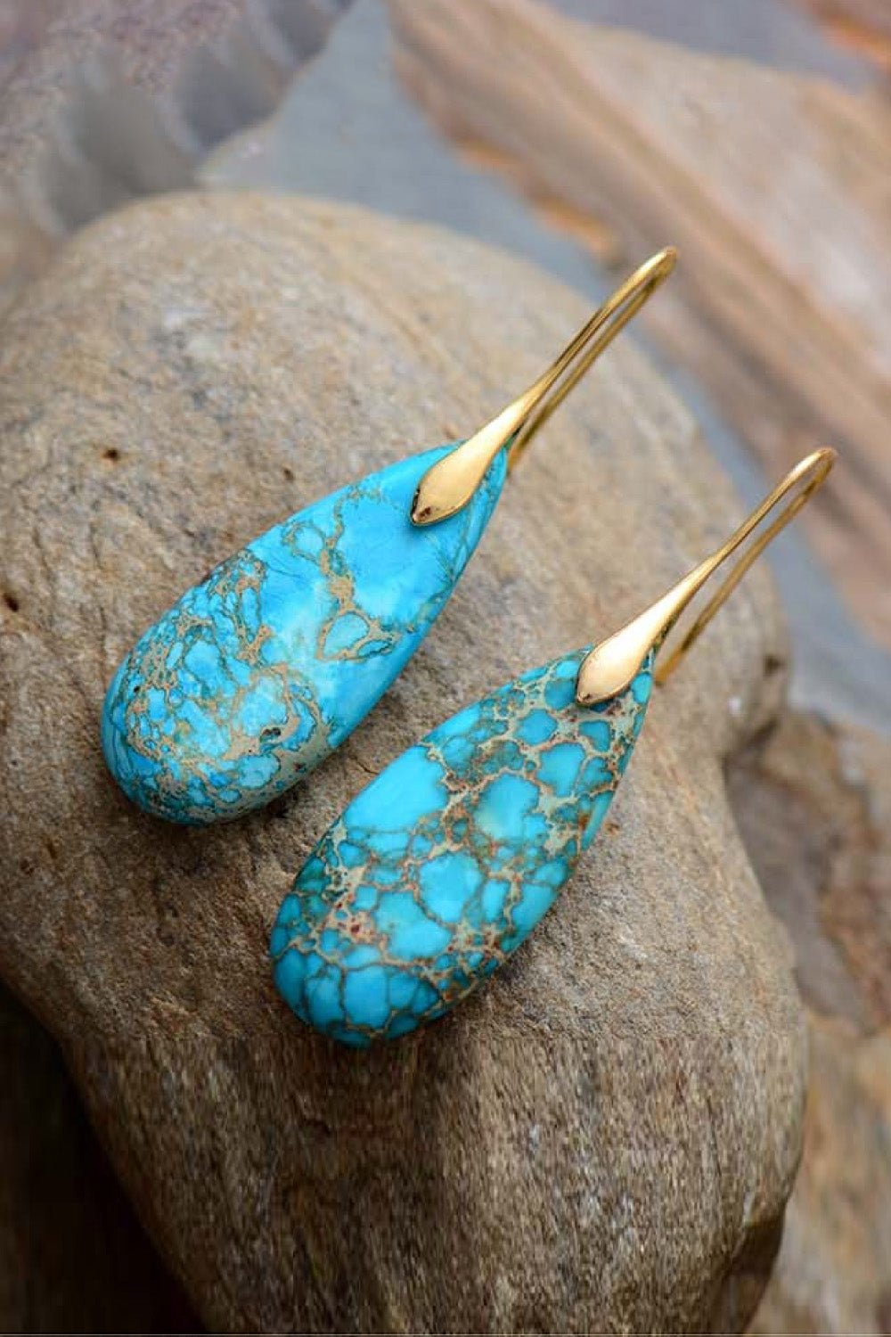 Handmade Teardrop Shape Natural Stone Dangle Earrings-Trendsi-[option4]-[option5]-[option6]-[option7]-[option8]-Shop-Boutique-Clothing-for-Women-Online