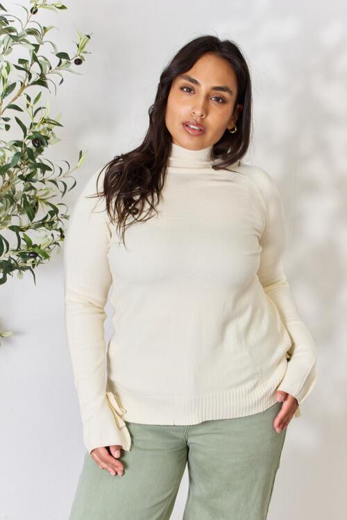 Heimish Ribbed Bow Detail Long Sleeve Turtleneck Knit Top-Trendsi-CREAM-S/M-[option4]-[option5]-[option6]-[option7]-[option8]-Shop-Boutique-Clothing-for-Women-Online