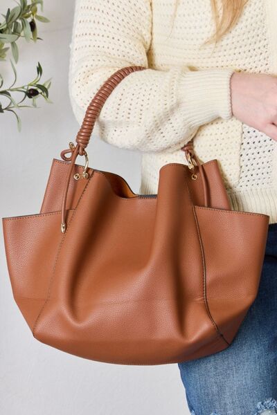 SHOMICO Faux Leather Handbag with Pouch-Trendsi-TAN-One Size-[option4]-[option5]-[option6]-[option7]-[option8]-Shop-Boutique-Clothing-for-Women-Online