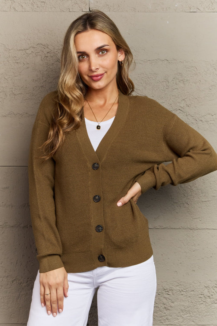 Zenana Kiss Me Tonight Button Down Cardigan in Olive-Trendsi-[option4]-[option5]-[option6]-[option7]-[option8]-Shop-Boutique-Clothing-for-Women-Online