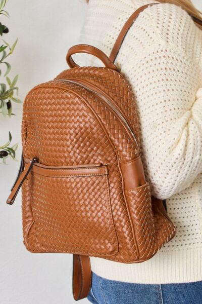 SHOMICO PU Leather Woven Backpack-Trendsi-TAN-One Size-[option4]-[option5]-[option6]-[option7]-[option8]-Shop-Boutique-Clothing-for-Women-Online
