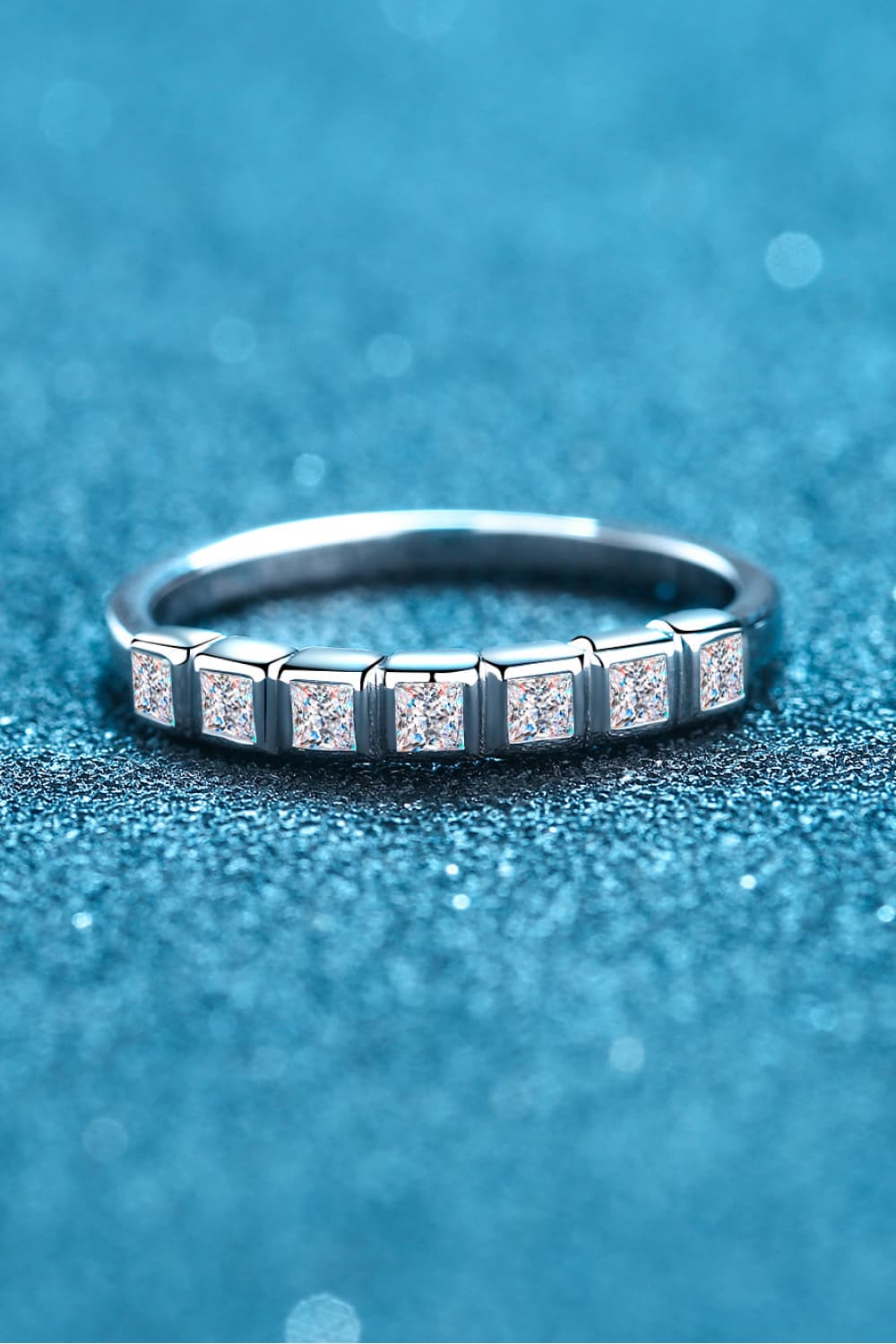 Moissanite Rhodium-Plated Half-Eternity Ring-Trendsi-[option4]-[option5]-[option6]-[option7]-[option8]-Shop-Boutique-Clothing-for-Women-Online