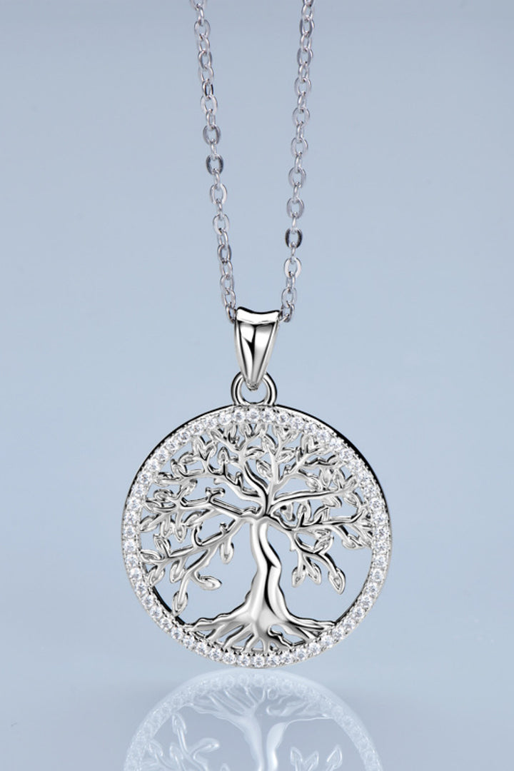 925 Sterling Silver Moissanite Tree Pendant Necklace-Trendsi-Silver-One Size-[option4]-[option5]-[option6]-[option7]-[option8]-Shop-Boutique-Clothing-for-Women-Online
