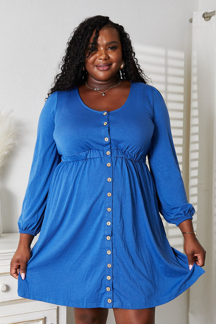 Double Take Scoop Neck Empire Waist Long Sleeve Ella Magic Dress-Trendsi-Royal Blue-S-[option4]-[option5]-[option6]-[option7]-[option8]-Shop-Boutique-Clothing-for-Women-Online