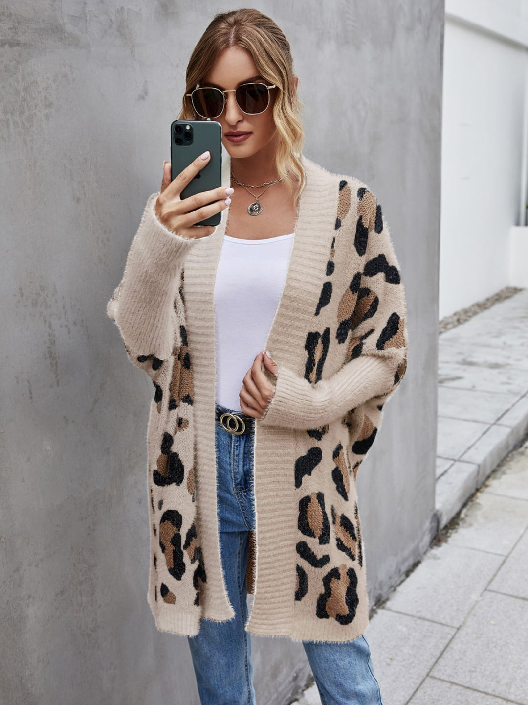 Leopard Pattern Fuzzy Cardigan-Trendsi-Khaki-S-[option4]-[option5]-[option6]-[option7]-[option8]-Shop-Boutique-Clothing-for-Women-Online