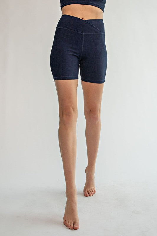 Rae Mode Nyon Rib V Waist Biker Shorts-Rae Mode-[option4]-[option5]-[option6]-[option7]-[option8]-Shop-Boutique-Clothing-for-Women-Online