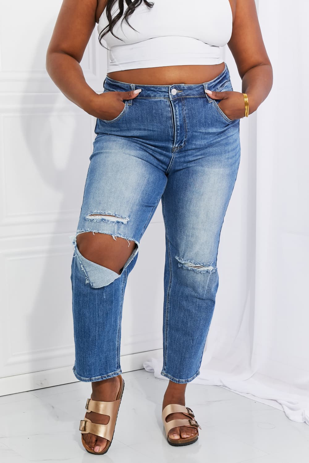 RISEN Emily High Rise Relaxed Jeans-Trendsi-[option4]-[option5]-[option6]-[option7]-[option8]-Shop-Boutique-Clothing-for-Women-Online