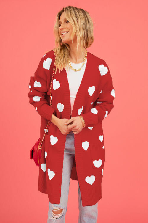 Lovestruck Heart Open Front Cardigan with Pockets-Trendsi-[option4]-[option5]-[option6]-[option7]-[option8]-Shop-Boutique-Clothing-for-Women-Online