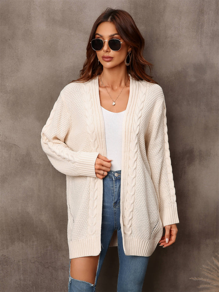 Warm Fall Mixed Knit Open Front Longline Cardigan-Trendsi-Cream-S-[option4]-[option5]-[option6]-[option7]-[option8]-Shop-Boutique-Clothing-for-Women-Online