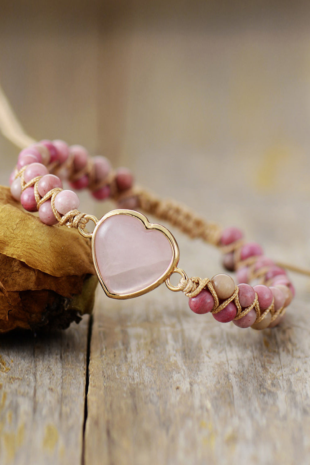 Rose Quartz Heart Beaded Bracelet-Trendsi-Dusty Pink-One Size-[option4]-[option5]-[option6]-[option7]-[option8]-Shop-Boutique-Clothing-for-Women-Online