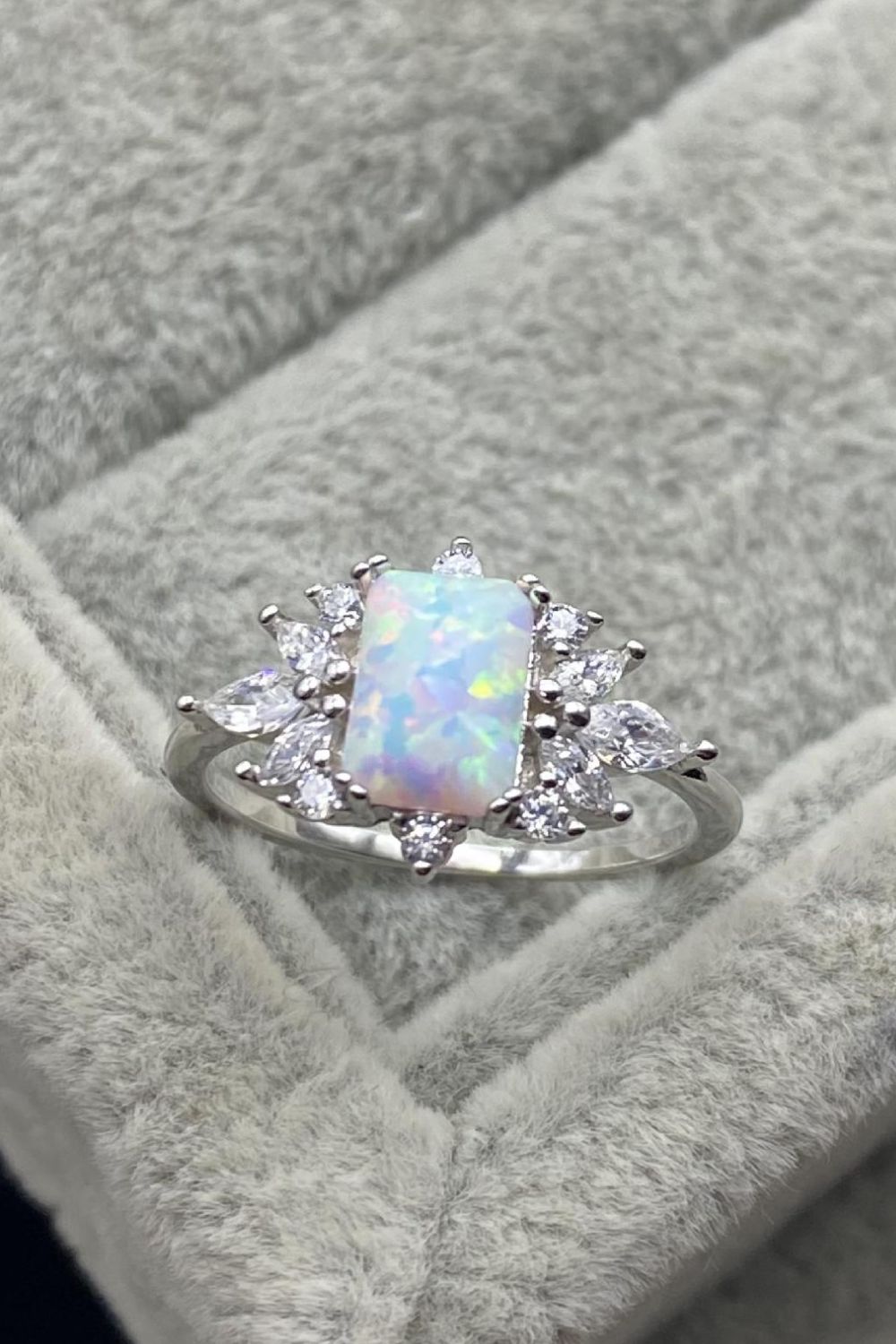 925 Sterling Silver Zircon and Opal Ring-Trendsi-[option4]-[option5]-[option6]-[option7]-[option8]-Shop-Boutique-Clothing-for-Women-Online