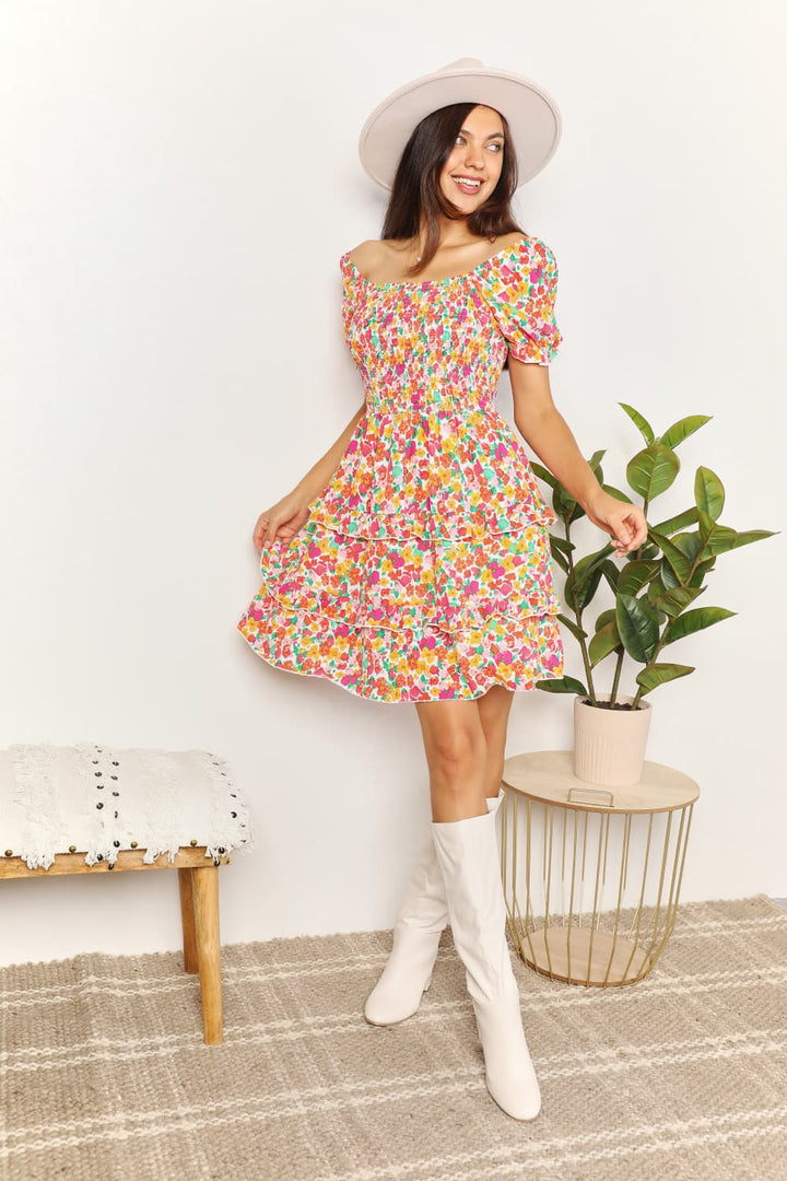 Double Take Smocked Sweetheart Neck Flounce Sleeve Mini Dress-Trendsi-[option4]-[option5]-[option6]-[option7]-[option8]-Shop-Boutique-Clothing-for-Women-Online