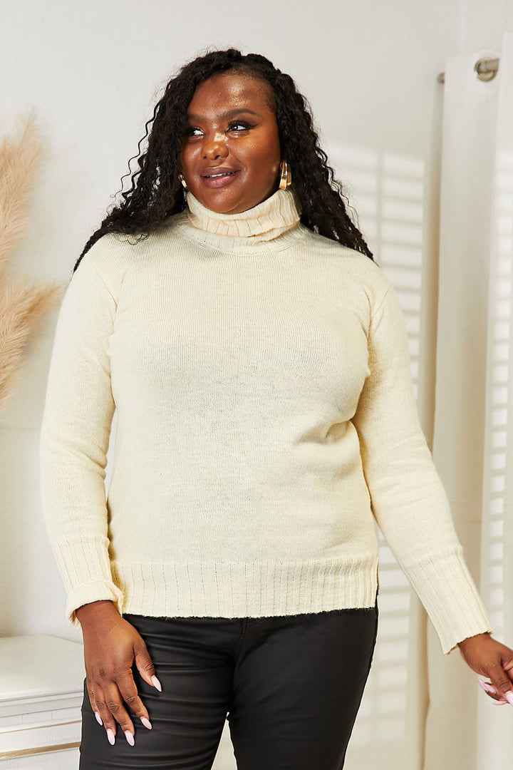 Heimish Long Sleeve Turtleneck Sweater with Side Slit-Trendsi-Cream-S/M-[option4]-[option5]-[option6]-[option7]-[option8]-Shop-Boutique-Clothing-for-Women-Online
