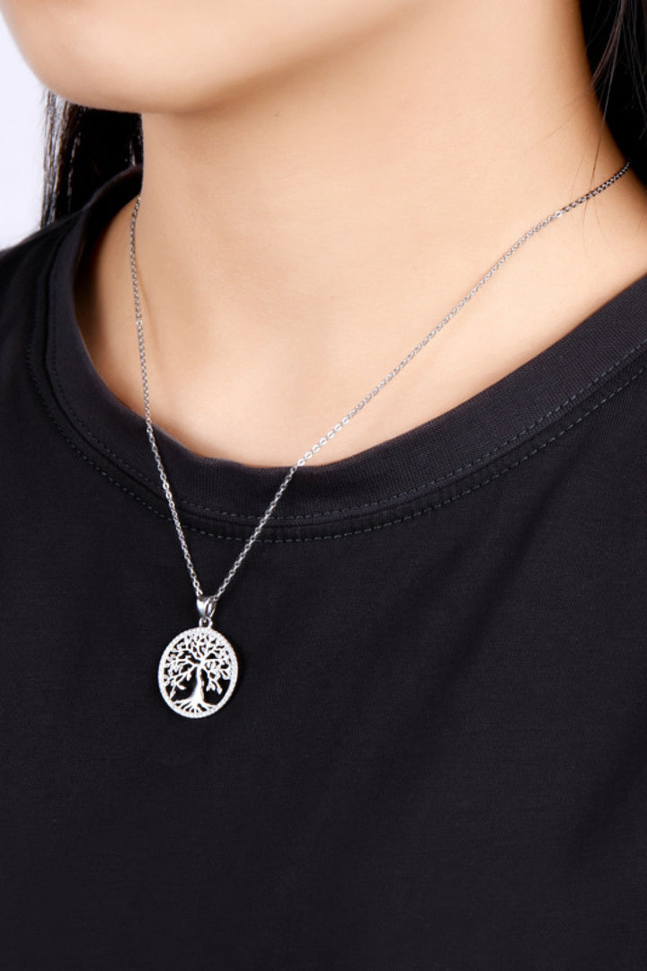 925 Sterling Silver Moissanite Tree Pendant Necklace-Trendsi-Silver-One Size-[option4]-[option5]-[option6]-[option7]-[option8]-Shop-Boutique-Clothing-for-Women-Online
