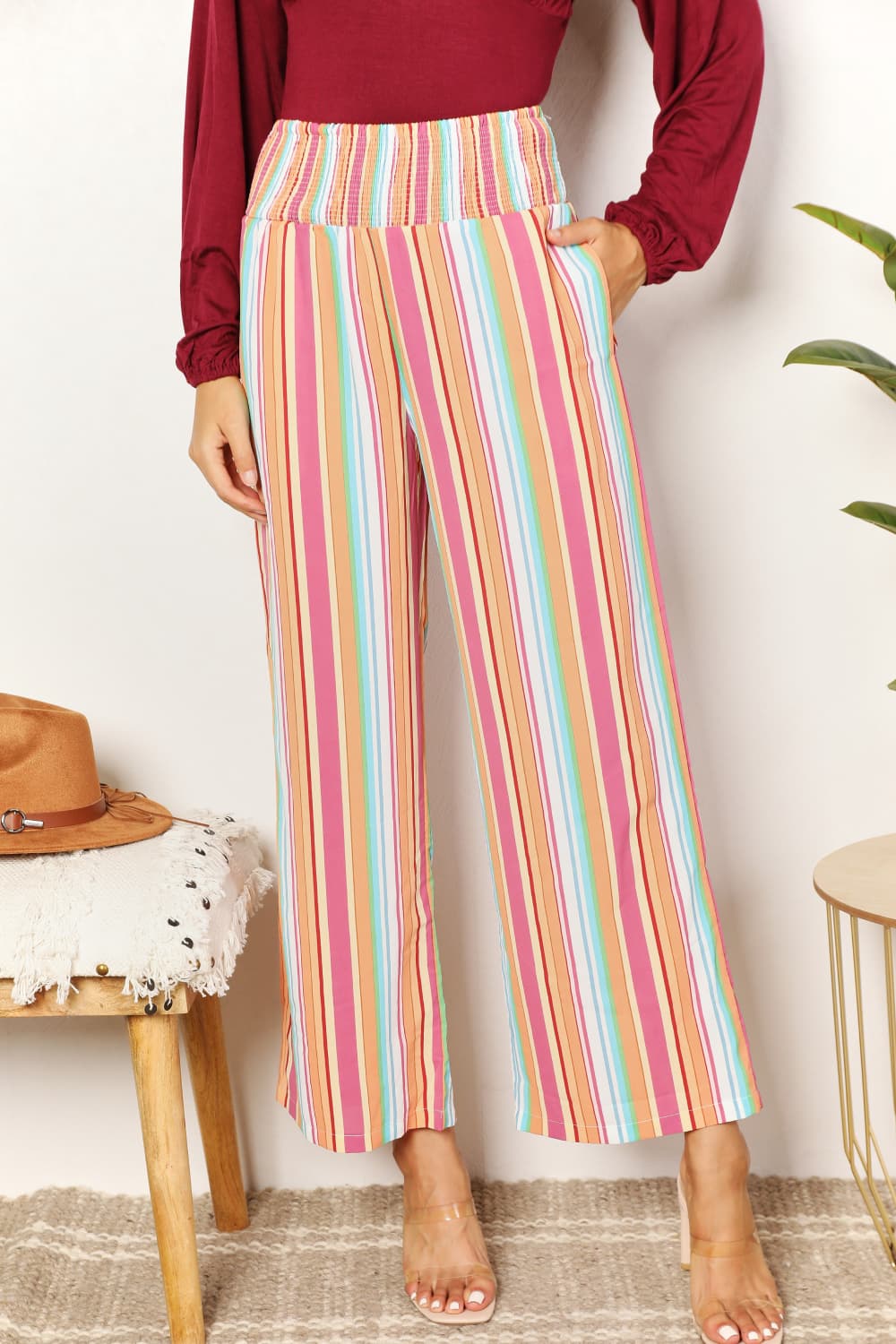 Double Take Striped Smocked Waist Pants with Pockets-Trendsi-Multicolor-S-[option4]-[option5]-[option6]-[option7]-[option8]-Shop-Boutique-Clothing-for-Women-Online