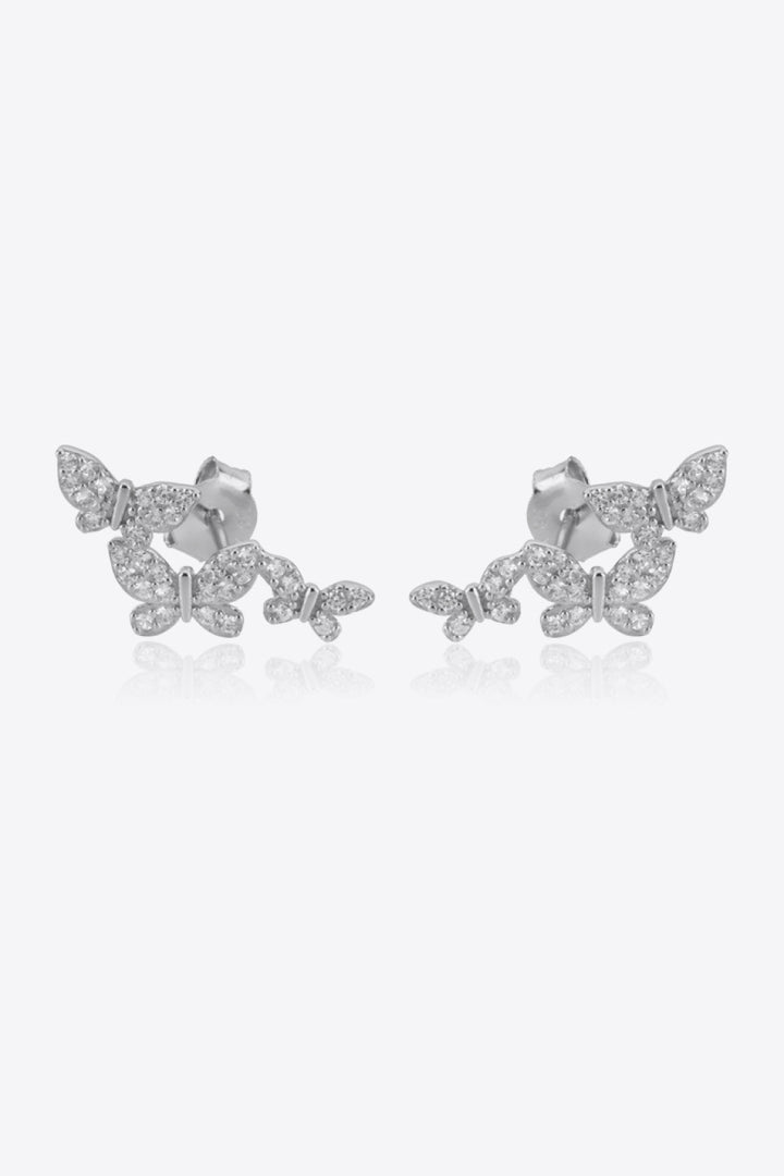 Zircon Butterfly 925 Sterling Silver Earrings-Trendsi-Silver/White-One Size-[option4]-[option5]-[option6]-[option7]-[option8]-Shop-Boutique-Clothing-for-Women-Online