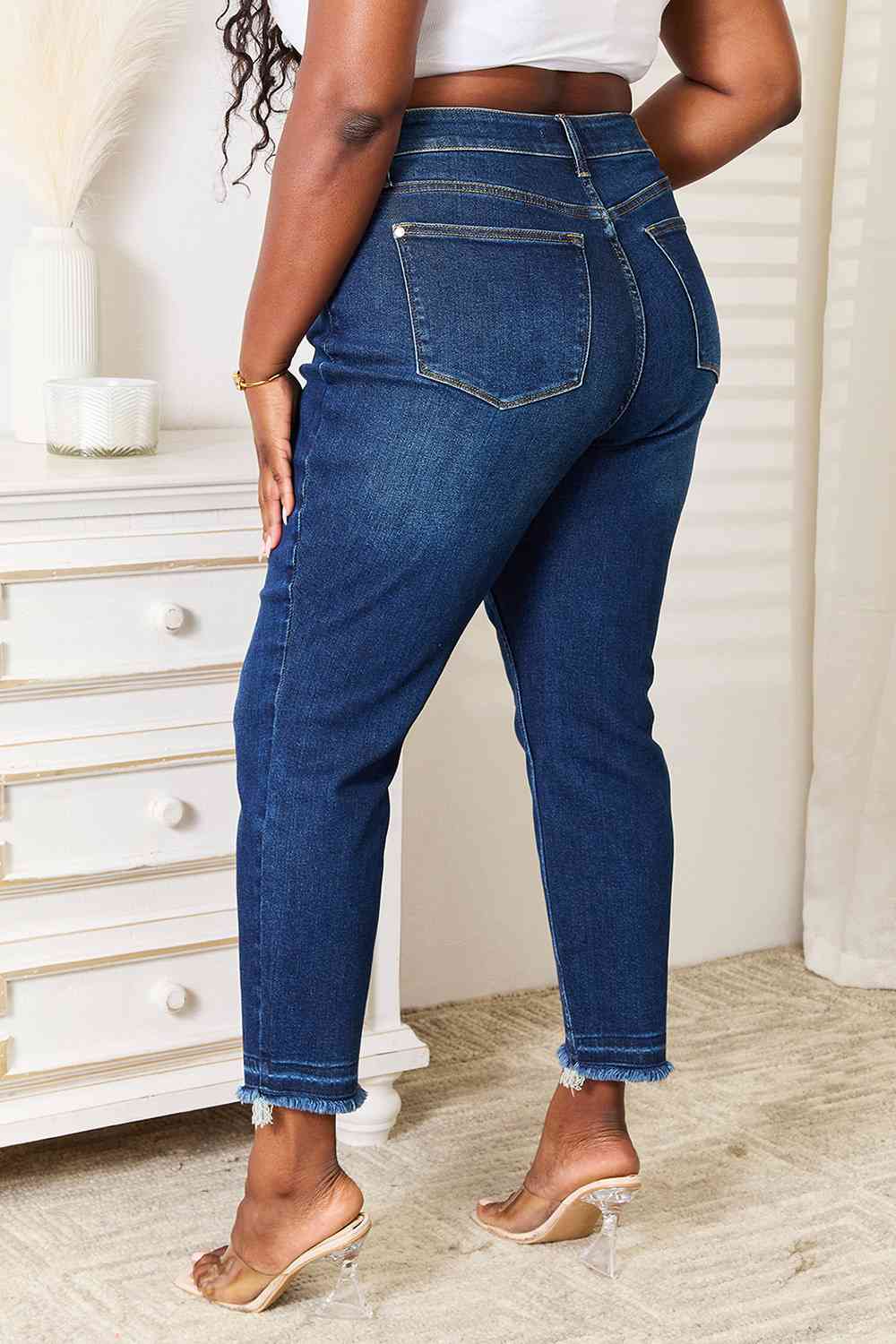 Judy Blue High Waist Released Hem Slit Jeans-Trendsi-[option4]-[option5]-[option6]-[option7]-[option8]-Shop-Boutique-Clothing-for-Women-Online