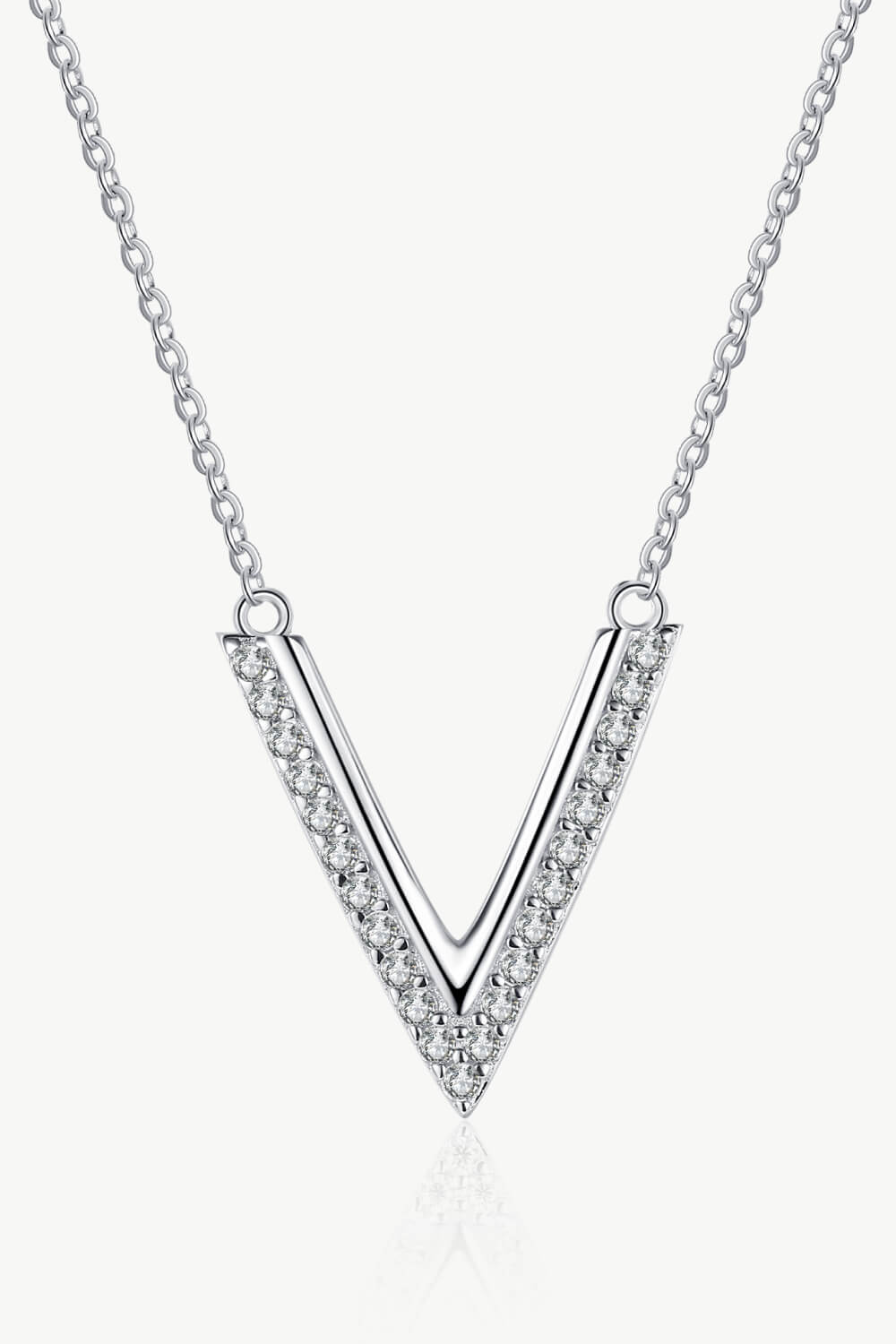 Sterling Silver V Letter Pendant Necklace-Trendsi-Silver-One Size-[option4]-[option5]-[option6]-[option7]-[option8]-Shop-Boutique-Clothing-for-Women-Online