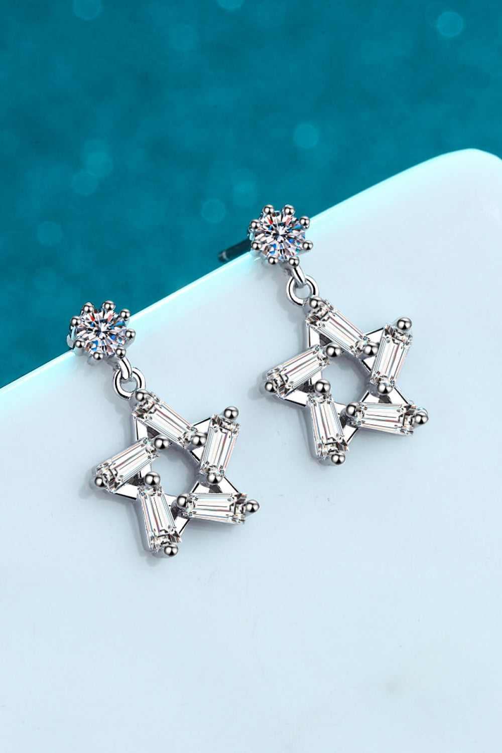 925 Sterling Silver Inlaid Moissanite Star Earrings-Trendsi-Silver-One Size-[option4]-[option5]-[option6]-[option7]-[option8]-Shop-Boutique-Clothing-for-Women-Online