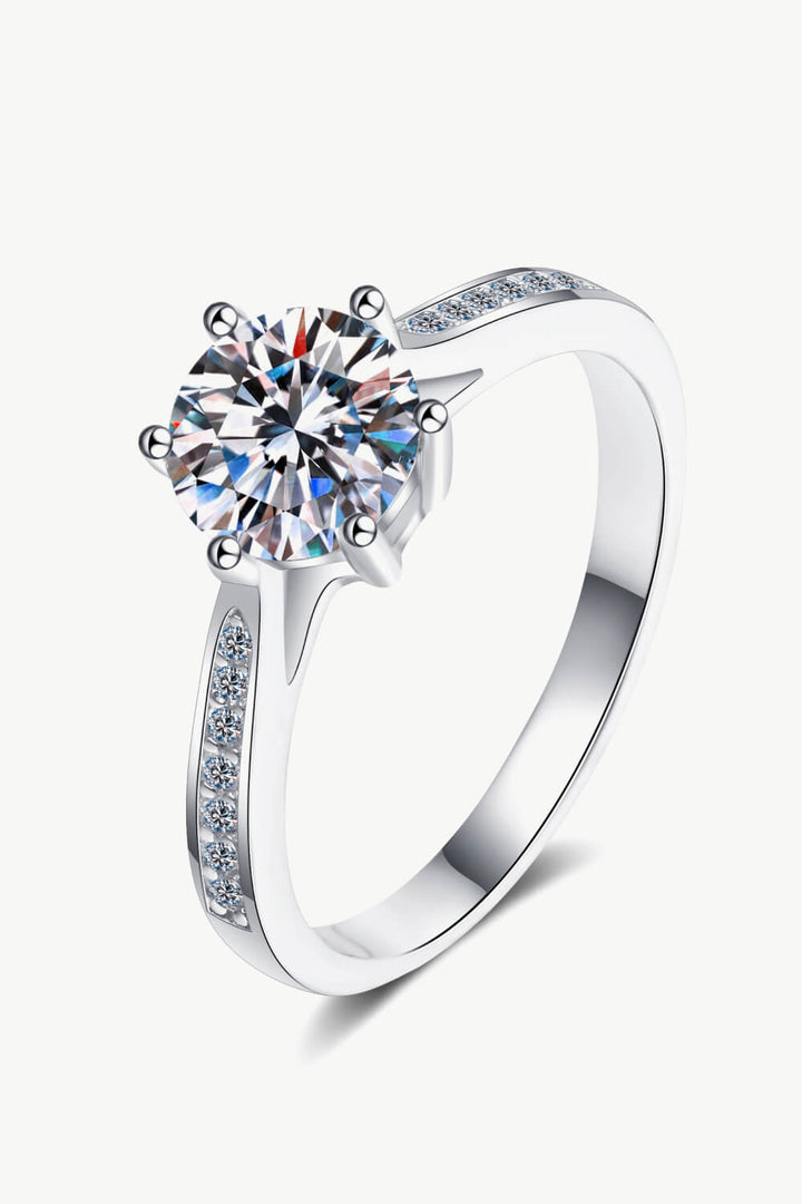 925 Sterling Silver Moissanite Adjustable Ring-Trendsi-Silver-4-[option4]-[option5]-[option6]-[option7]-[option8]-Shop-Boutique-Clothing-for-Women-Online