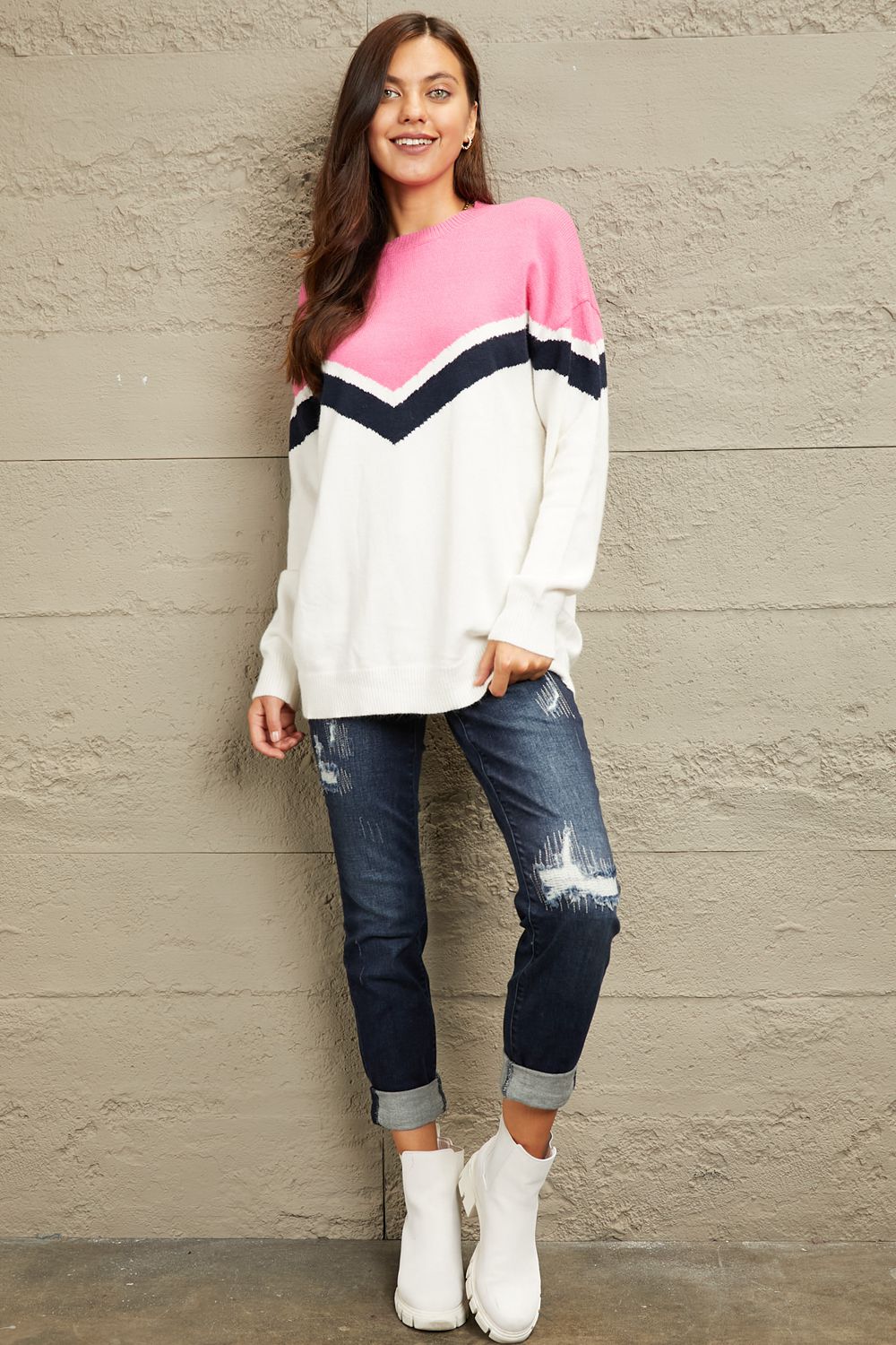 e.Luna Chevron Pullover Sweater-Trendsi-[option4]-[option5]-[option6]-[option7]-[option8]-Shop-Boutique-Clothing-for-Women-Online