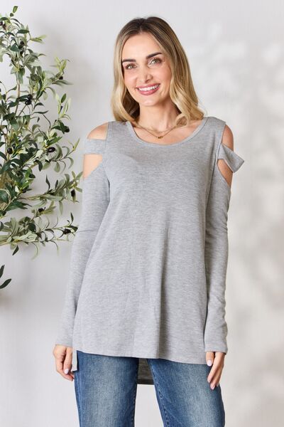 Hailey & Co Cutout Cold Shoulder Long Sleeve Top-Trendsi-GREY-S-[option4]-[option5]-[option6]-[option7]-[option8]-Shop-Boutique-Clothing-for-Women-Online