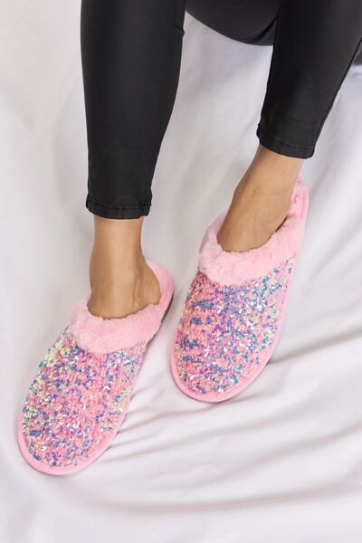 Forever Link Sequin Plush Round Toe Slippers-Trendsi-[option4]-[option5]-[option6]-[option7]-[option8]-Shop-Boutique-Clothing-for-Women-Online