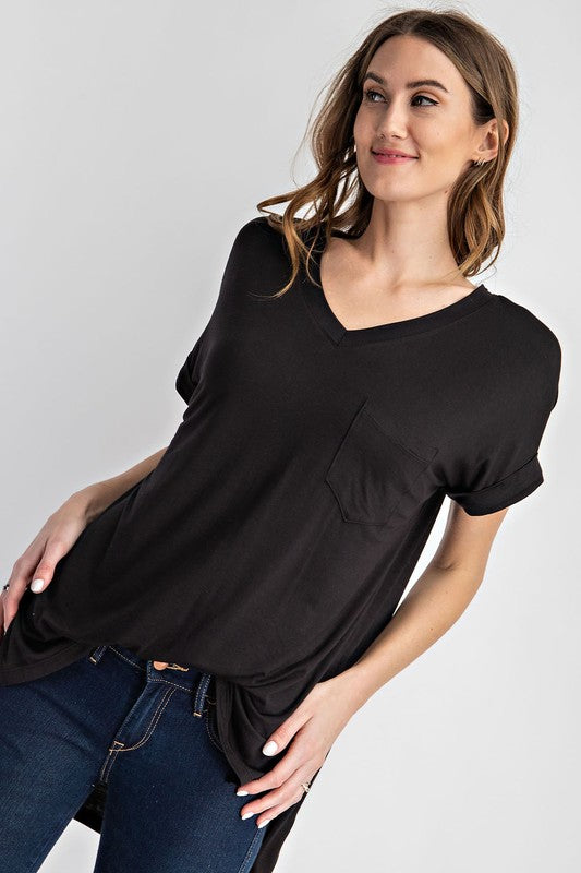 Rae Mode Modal V Neck High Low Tee-Rae Mode-[option4]-[option5]-[option6]-[option7]-[option8]-Shop-Boutique-Clothing-for-Women-Online