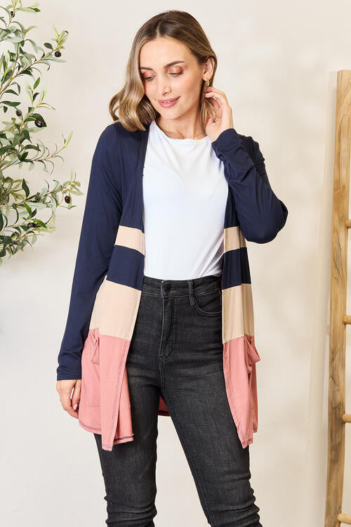 e.Luna Color Block Contrast Open Cardigan-Trendsi-Light Brick-S-[option4]-[option5]-[option6]-[option7]-[option8]-Shop-Boutique-Clothing-for-Women-Online