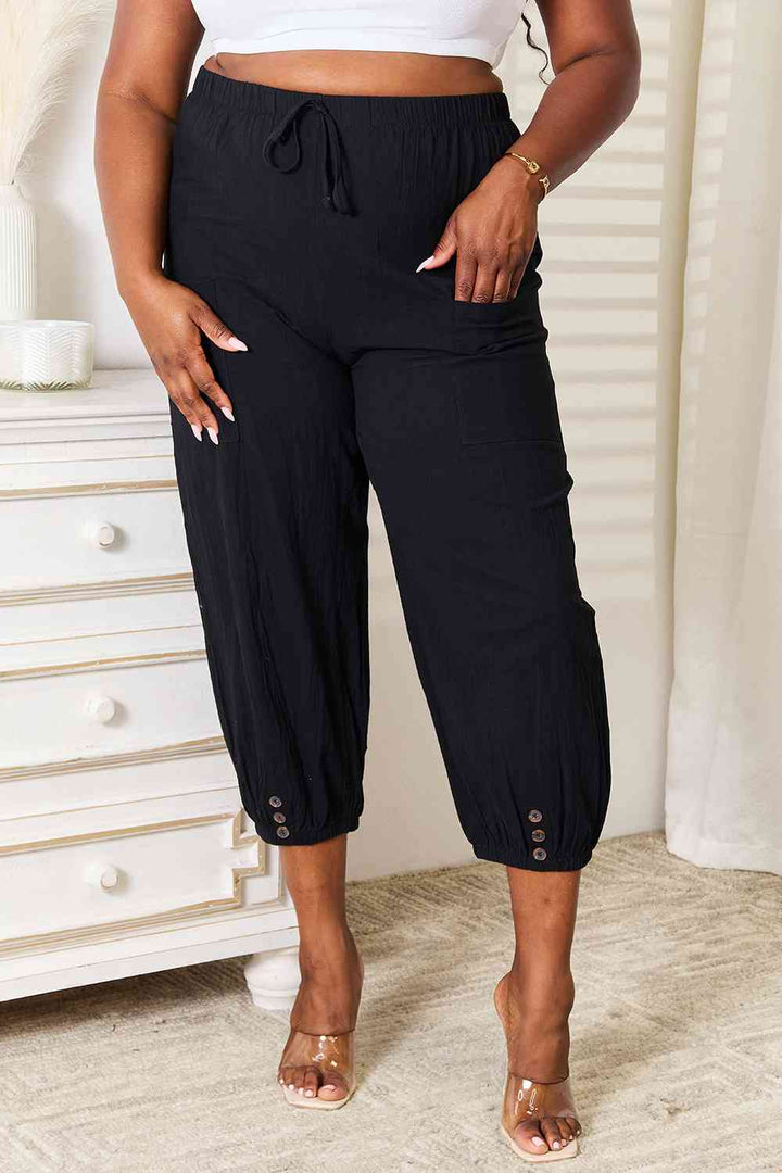 Double Take Decorative Button Cropped Pants-Trendsi-Black-S-[option4]-[option5]-[option6]-[option7]-[option8]-Shop-Boutique-Clothing-for-Women-Online
