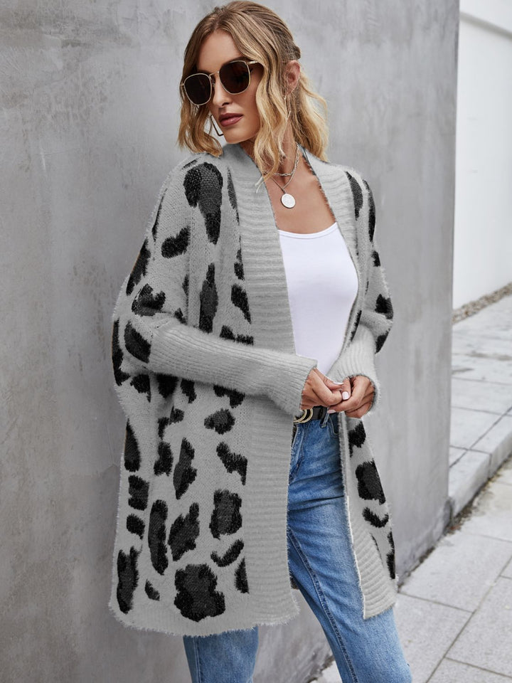 Leopard Pattern Fuzzy Cardigan-Trendsi-Heather Gray-S-[option4]-[option5]-[option6]-[option7]-[option8]-Shop-Boutique-Clothing-for-Women-Online