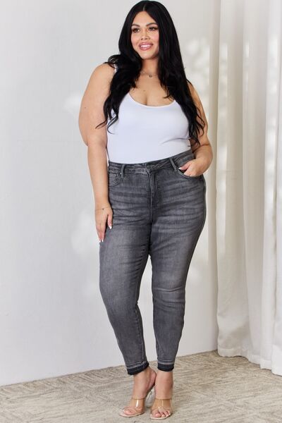 Judy Blue High Waist Tummy Control Release Hem Skinny Jeans-Trendsi-[option4]-[option5]-[option6]-[option7]-[option8]-Shop-Boutique-Clothing-for-Women-Online