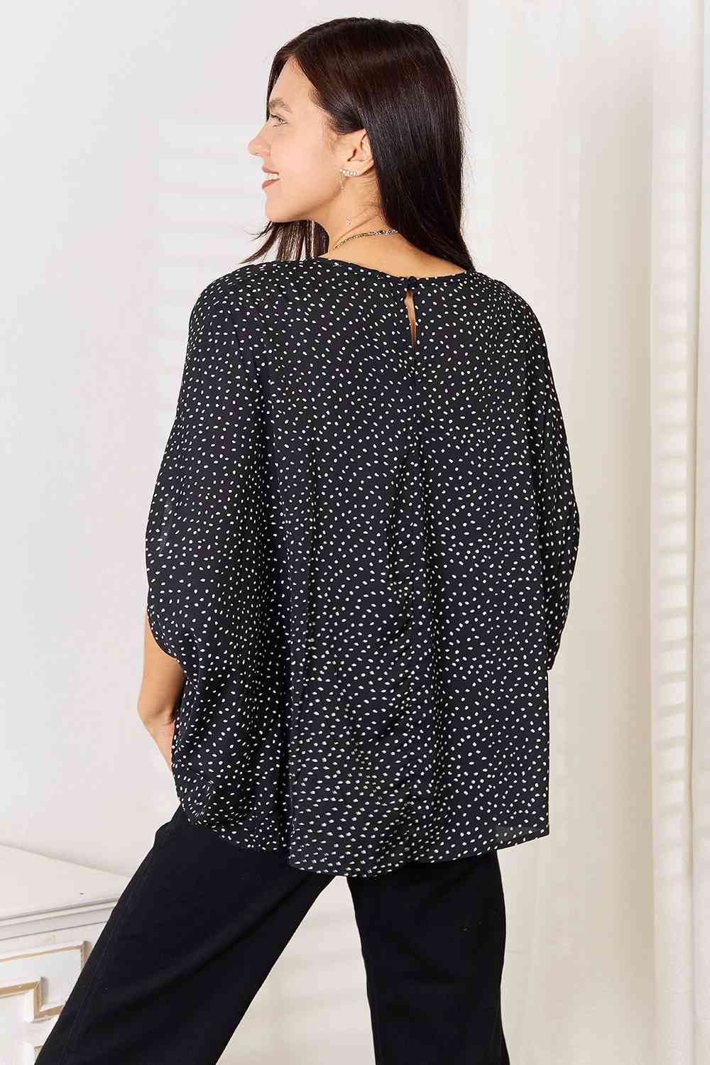 Double Take Printed Dolman Sleeve Round Neck Blouse-Trendsi-[option4]-[option5]-[option6]-[option7]-[option8]-Shop-Boutique-Clothing-for-Women-Online