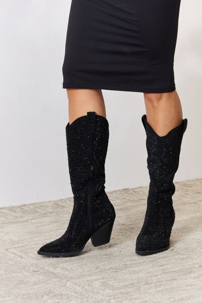 Forever Link Rhinestone Knee High Cowboy Boots-Trendsi-[option4]-[option5]-[option6]-[option7]-[option8]-Shop-Boutique-Clothing-for-Women-Online