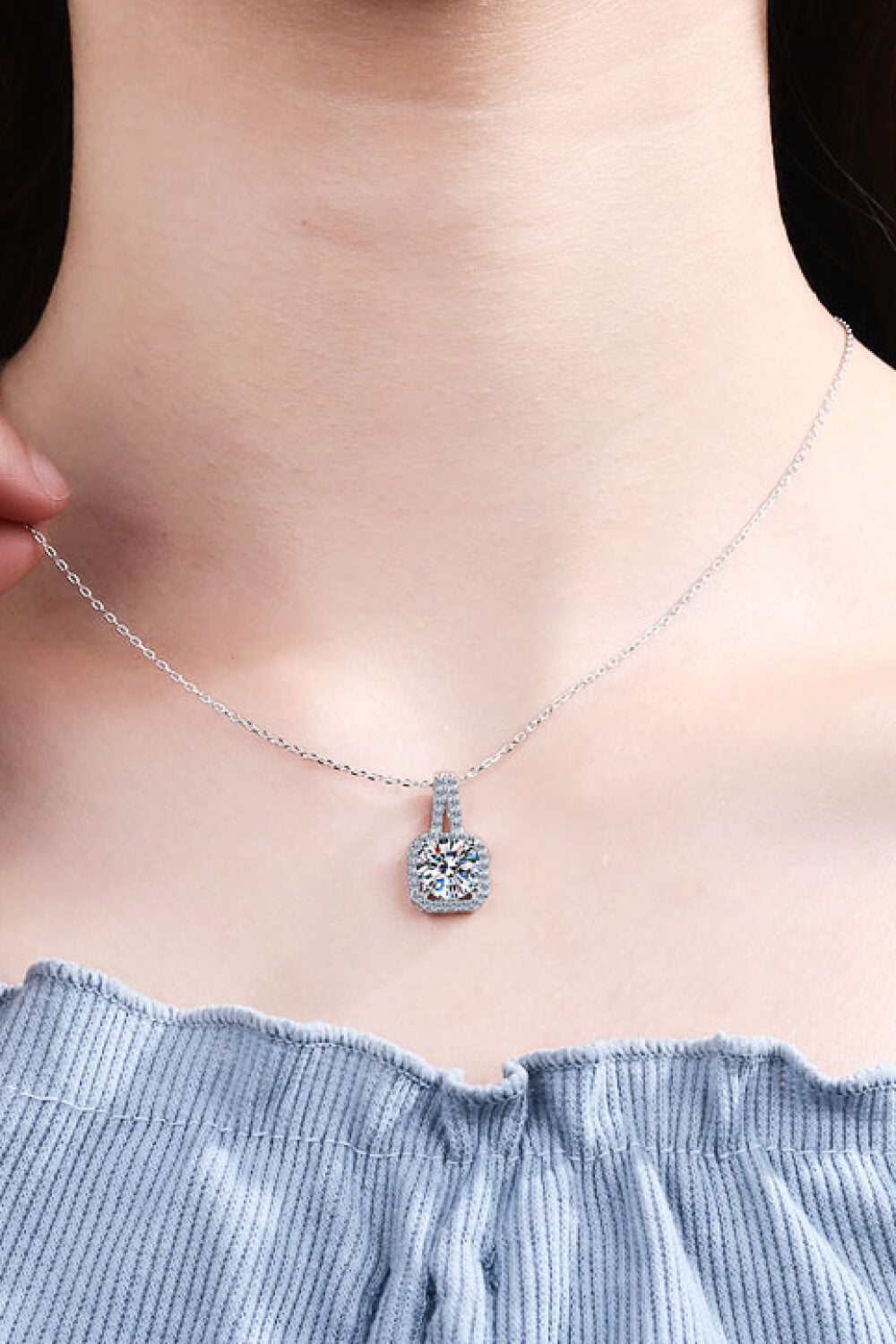 1 Carat Moissanite Necklace-Trendsi-Silver-One Size-[option4]-[option5]-[option6]-[option7]-[option8]-Shop-Boutique-Clothing-for-Women-Online