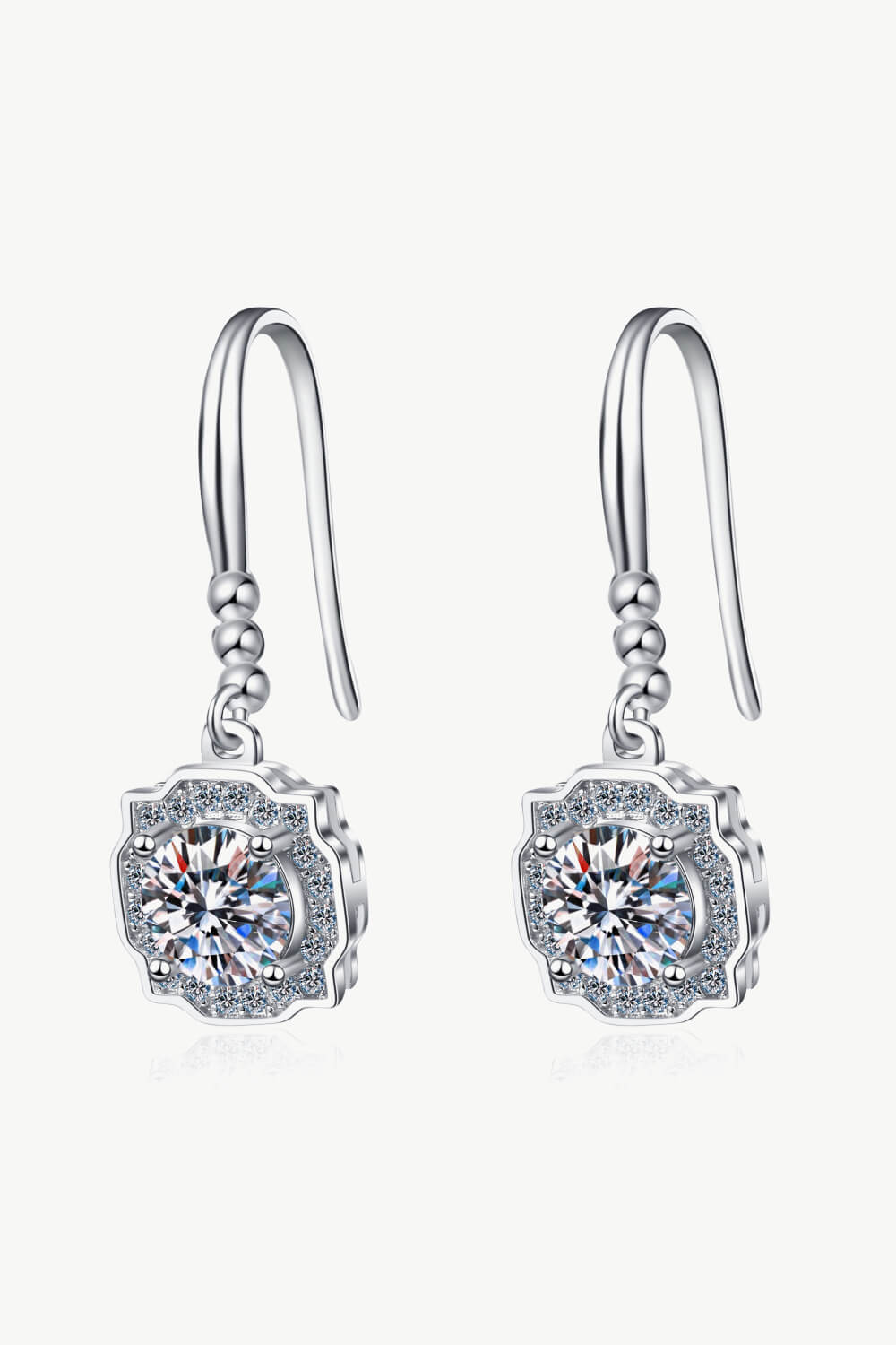 925 Sterling Silver Moissanite Hook Earrings-Trendsi-Silver-One Size-[option4]-[option5]-[option6]-[option7]-[option8]-Shop-Boutique-Clothing-for-Women-Online