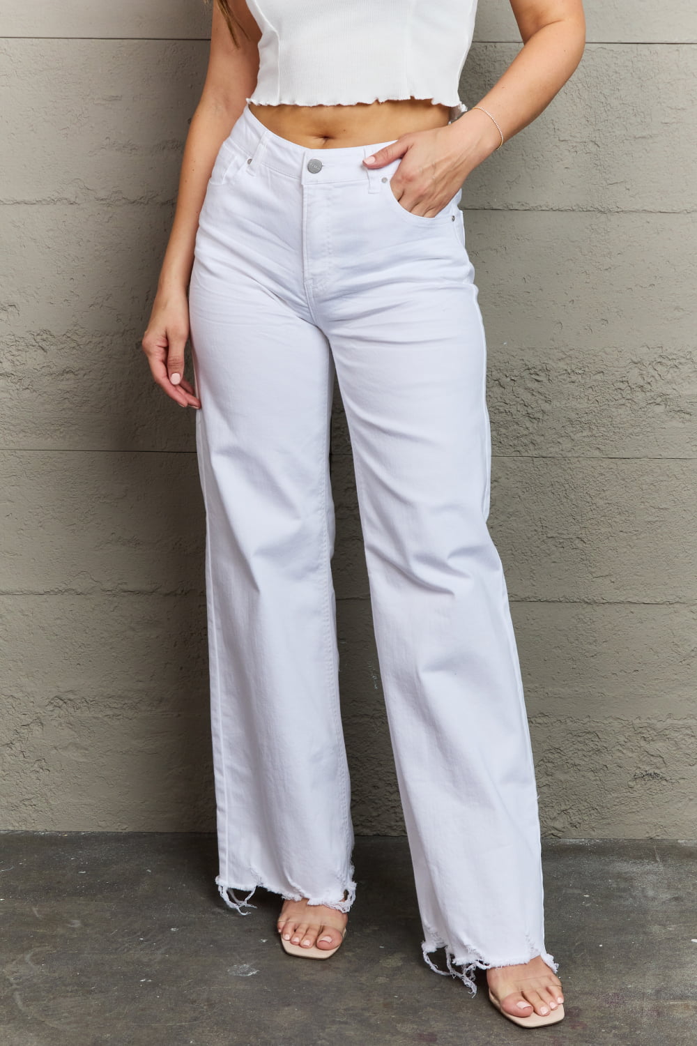 RISEN Raelene High Waist Wide Leg Jeans in White-Trendsi-White-0-[option4]-[option5]-[option6]-[option7]-[option8]-Shop-Boutique-Clothing-for-Women-Online