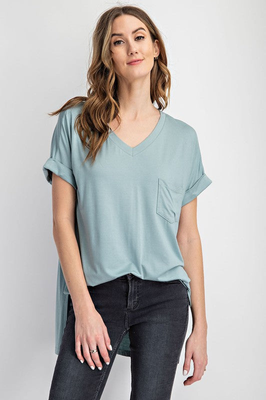 Rae Mode Modal V Neck High Low Tee-Rae Mode-[option4]-[option5]-[option6]-[option7]-[option8]-Shop-Boutique-Clothing-for-Women-Online