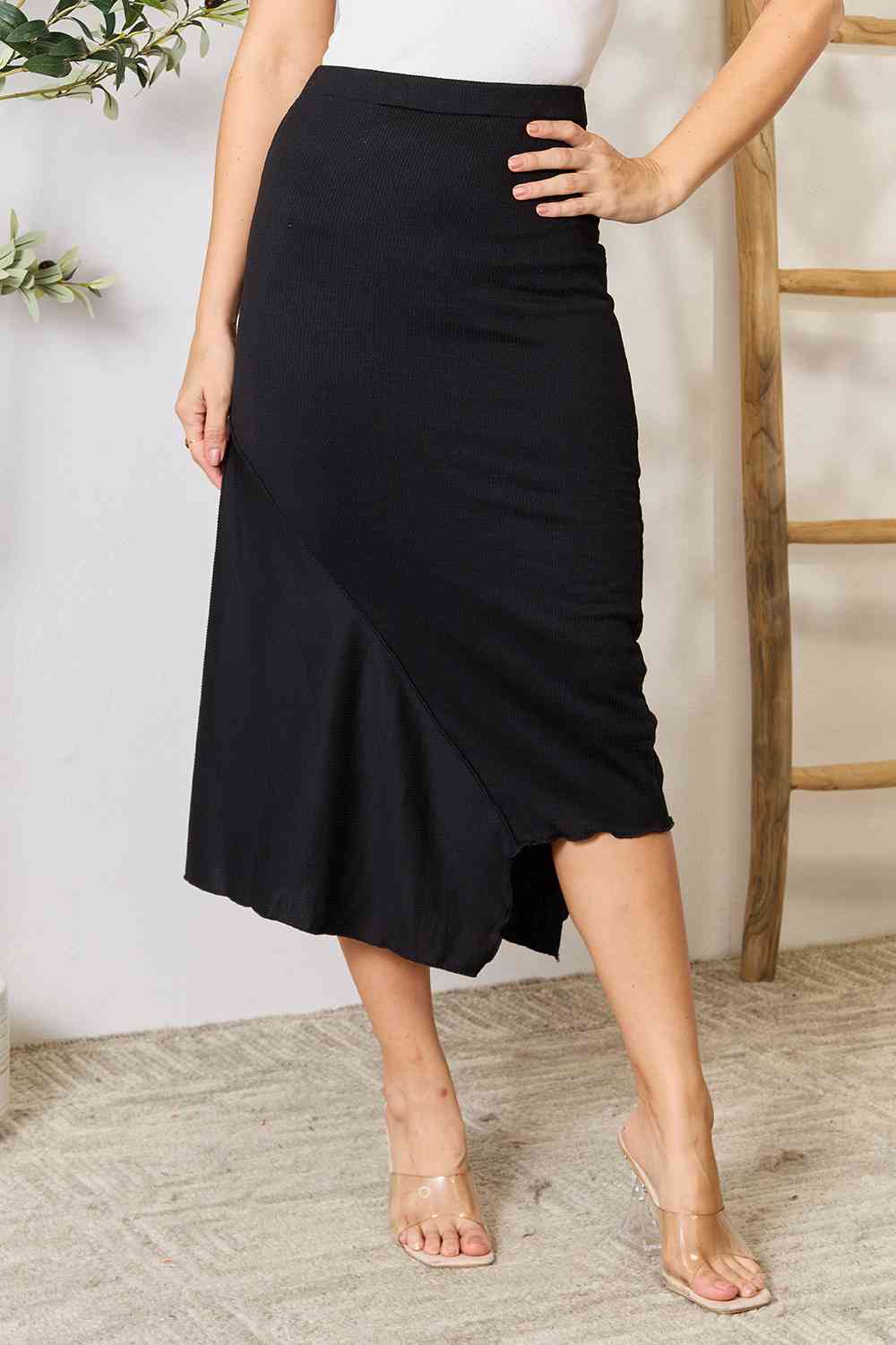 Culture Code High Waist Midi Skirt-Trendsi-Black-S-[option4]-[option5]-[option6]-[option7]-[option8]-Shop-Boutique-Clothing-for-Women-Online